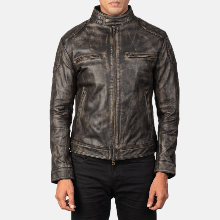 Mens Gatsby Distressed Brown Leather Biker Jacket6088-5-1568987280568